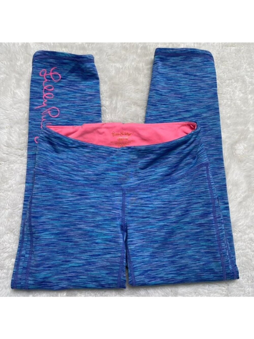 Lilly Pulitzer Women's Luxletic Blue Workout Athletic Crop Leggings Pants XS